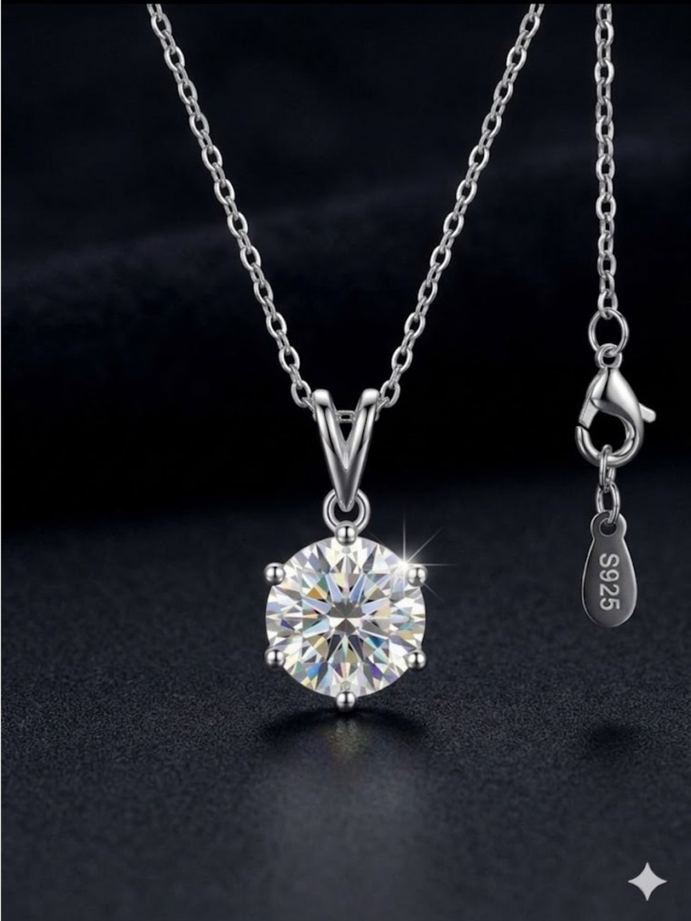 New  2ct (8mm) Moissanite Solitaire Pendant – .925 Sterling Silver